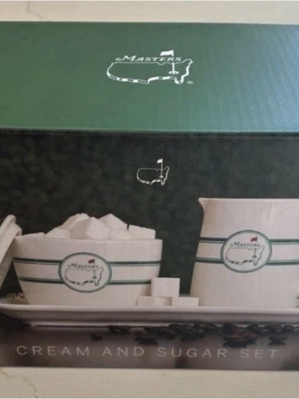 Masters Golf Tournament White Cream & Sugar Set Augusta Georgia NEW